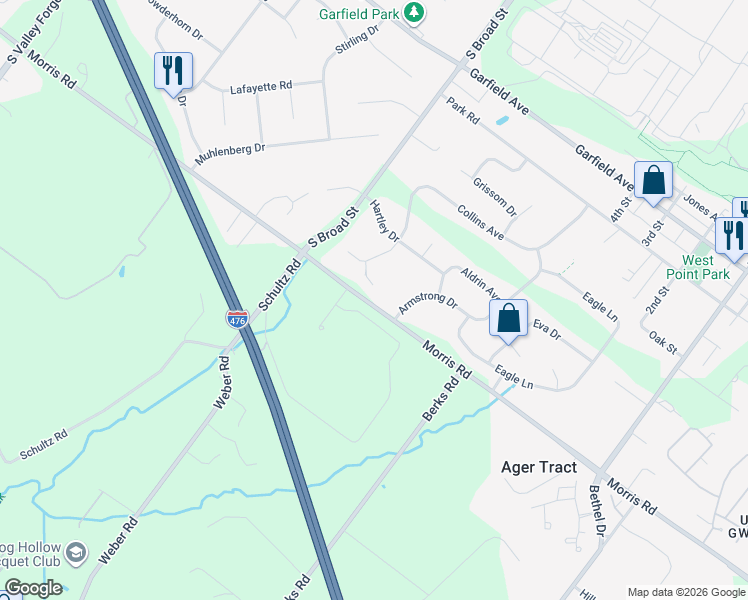 map of restaurants, bars, coffee shops, grocery stores, and more near 822 Collins Avenue in Lansdale