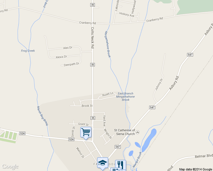 map of restaurants, bars, coffee shops, grocery stores, and more near 101 Colts Neck Road in Farmingdale