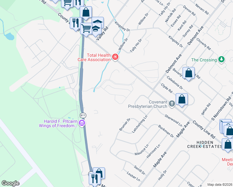 map of restaurants, bars, coffee shops, grocery stores, and more near 699 Kellett Dr in Hatboro