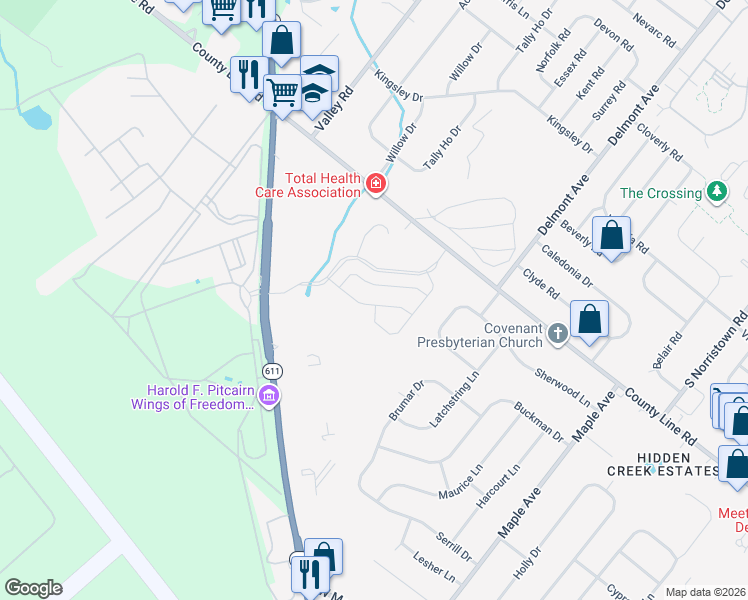 map of restaurants, bars, coffee shops, grocery stores, and more near 699 Kellett Dr in Hatboro
