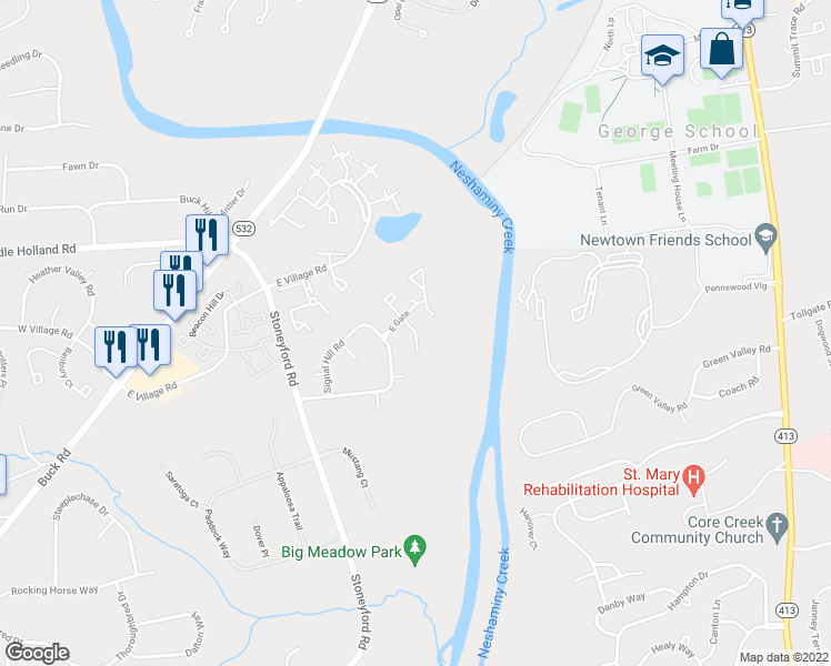 map of restaurants, bars, coffee shops, grocery stores, and more near 3499 Coventry Place in Southampton