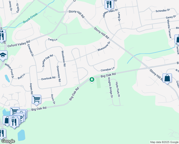 map of restaurants, bars, coffee shops, grocery stores, and more near 1337 Apple Blossom Drive in Morrisville