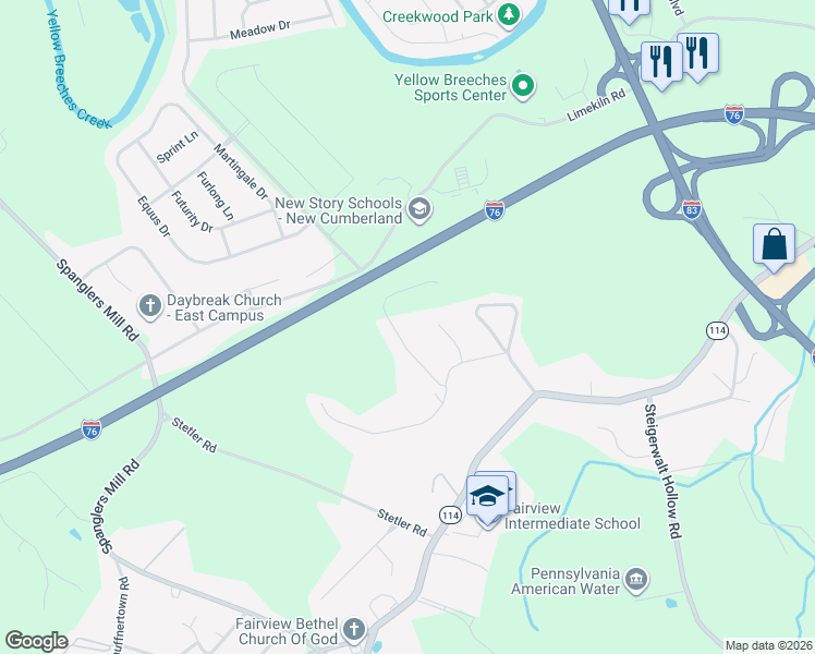 map of restaurants, bars, coffee shops, grocery stores, and more near 10 Holly Drive in New Cumberland