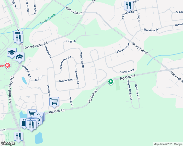 map of restaurants, bars, coffee shops, grocery stores, and more near 1378 Pepperbush Court in Yardley
