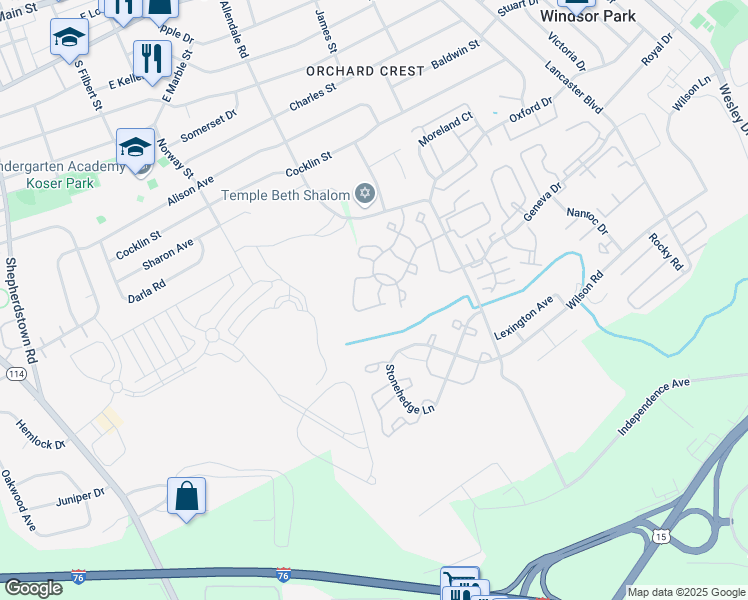 map of restaurants, bars, coffee shops, grocery stores, and more near 232 Melbourne Lane in Mechanicsburg