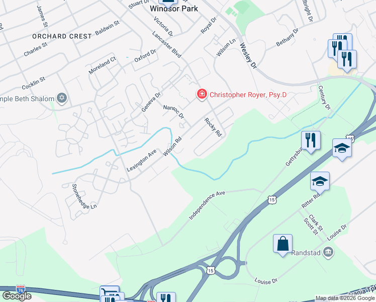 map of restaurants, bars, coffee shops, grocery stores, and more near 584 Ariel Court in Mechanicsburg