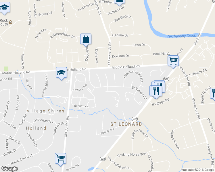 map of restaurants, bars, coffee shops, grocery stores, and more near 2 Springwood Place in Southampton