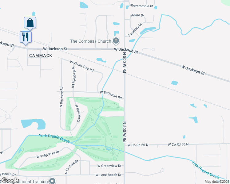 map of restaurants, bars, coffee shops, grocery stores, and more near 8202 West Butternut Road in Muncie