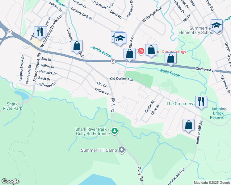map of restaurants, bars, coffee shops, grocery stores, and more near 10 Gully Road in Neptune City