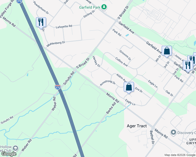 map of restaurants, bars, coffee shops, grocery stores, and more near 1978 Armstrong Drive in Lansdale