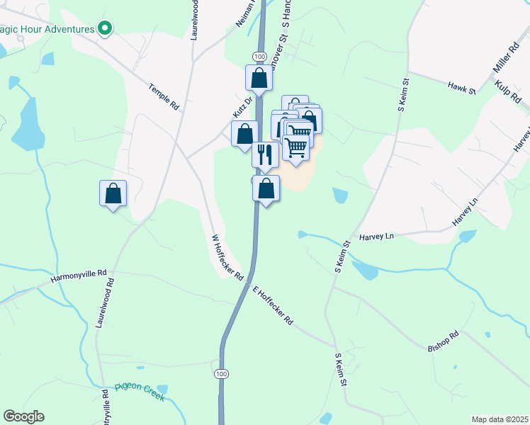 map of restaurants, bars, coffee shops, grocery stores, and more near 1486 South Hanover Street in Pottstown