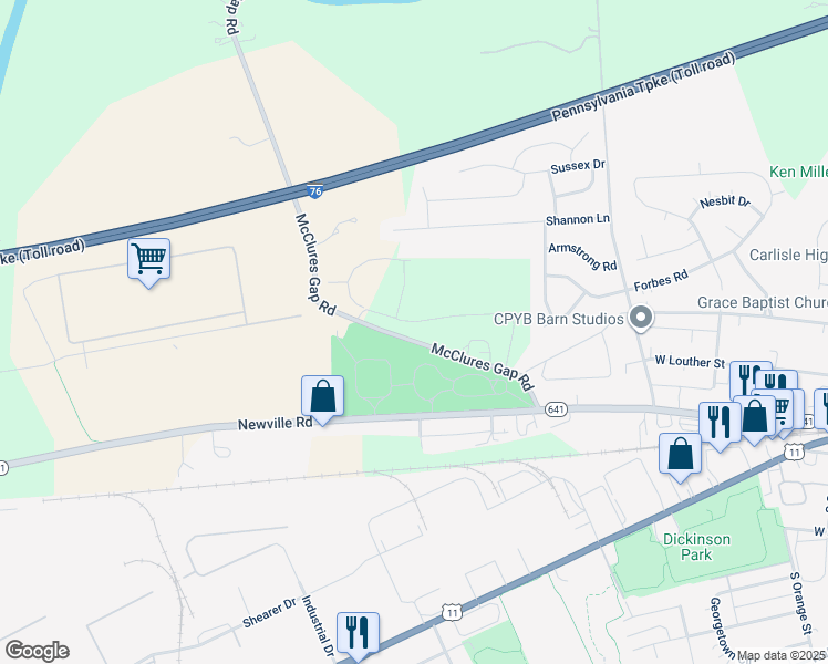 map of restaurants, bars, coffee shops, grocery stores, and more near 75 Bennington Way in Carlisle