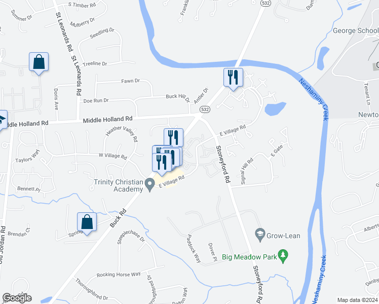 map of restaurants, bars, coffee shops, grocery stores, and more near 14022 Beacon Hill Drive in Southampton