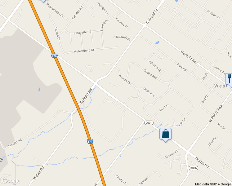 map of restaurants, bars, coffee shops, grocery stores, and more near 822 Collins Ave in Lansdale