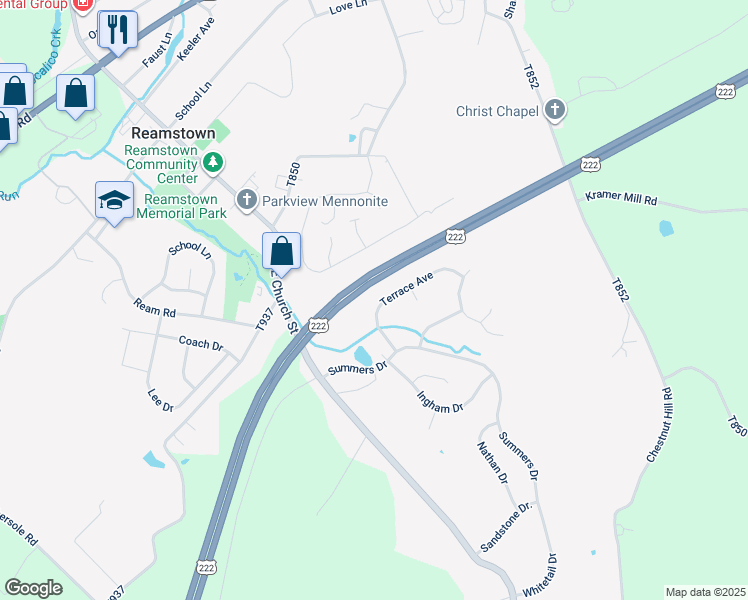 map of restaurants, bars, coffee shops, grocery stores, and more near 20 Terrace Ave in Stevens