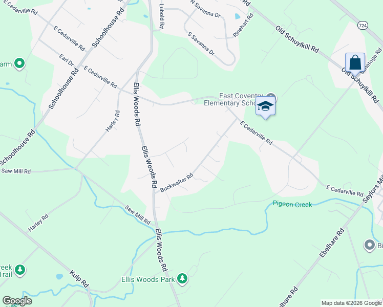 map of restaurants, bars, coffee shops, grocery stores, and more near 14 Wintergreen Lane in Pottstown