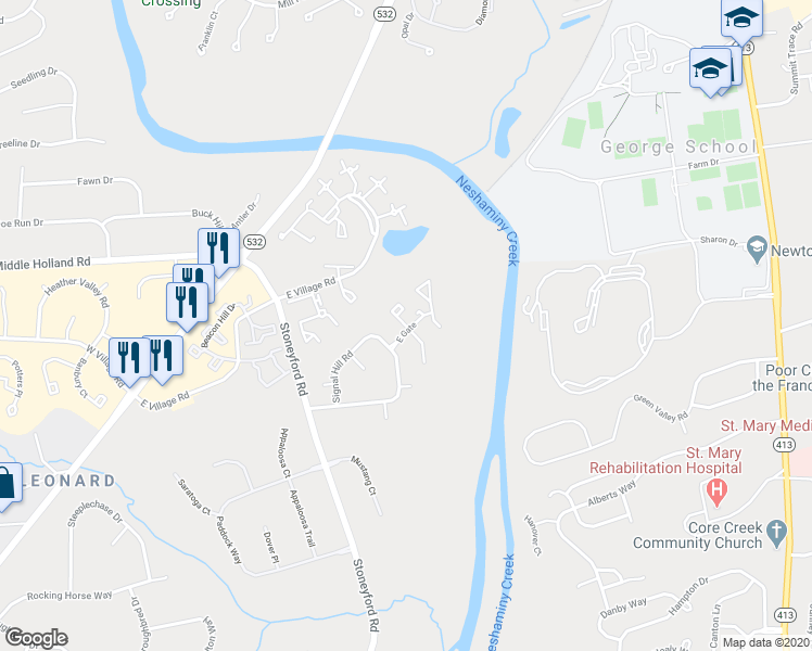 map of restaurants, bars, coffee shops, grocery stores, and more near 3408 Stafford Place in Southampton