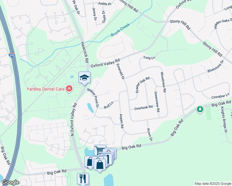 map of restaurants, bars, coffee shops, grocery stores, and more near 287 Aspen Road in Morrisville