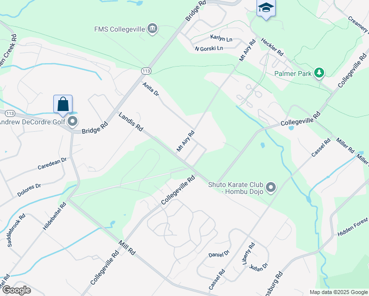 map of restaurants, bars, coffee shops, grocery stores, and more near 814 Mount Airy Road in Collegeville