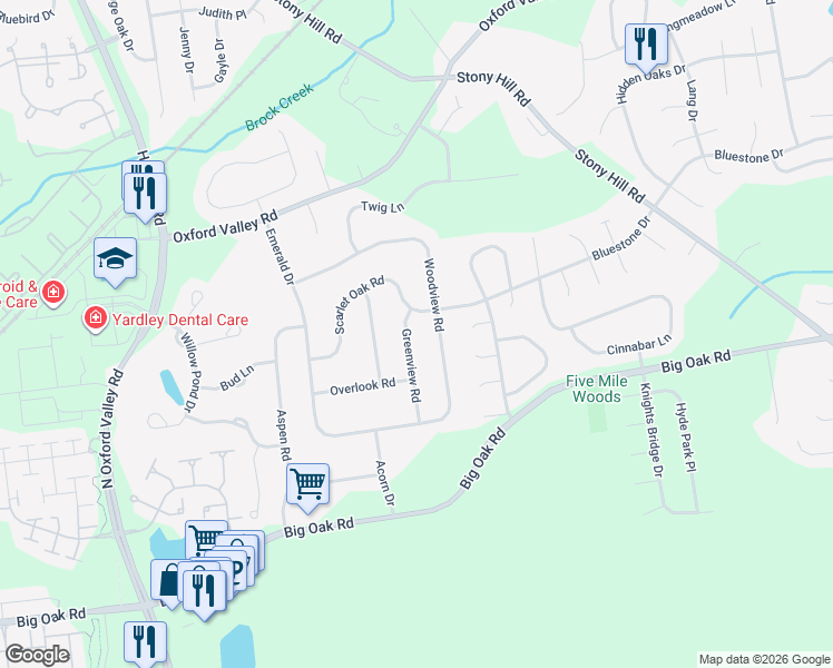 map of restaurants, bars, coffee shops, grocery stores, and more near 271 Greenview Road in Morrisville