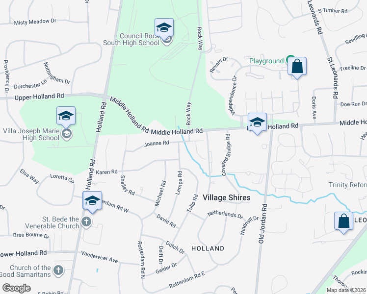 map of restaurants, bars, coffee shops, grocery stores, and more near 16 Lempa Road in Holland