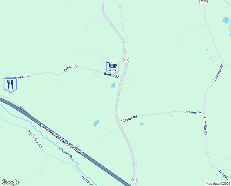map of restaurants, bars, coffee shops, grocery stores, and more near 7613 Pennsylvania 819 in Hunker