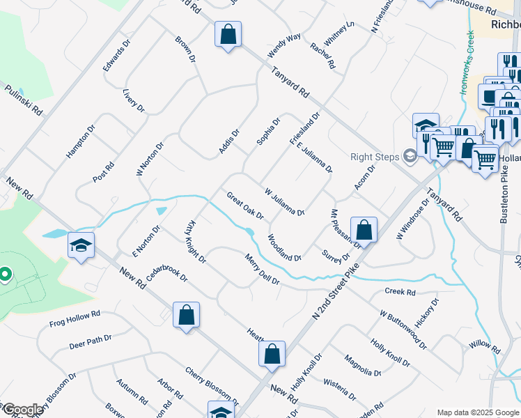 map of restaurants, bars, coffee shops, grocery stores, and more near 20 Great Oak Drive in Southampton