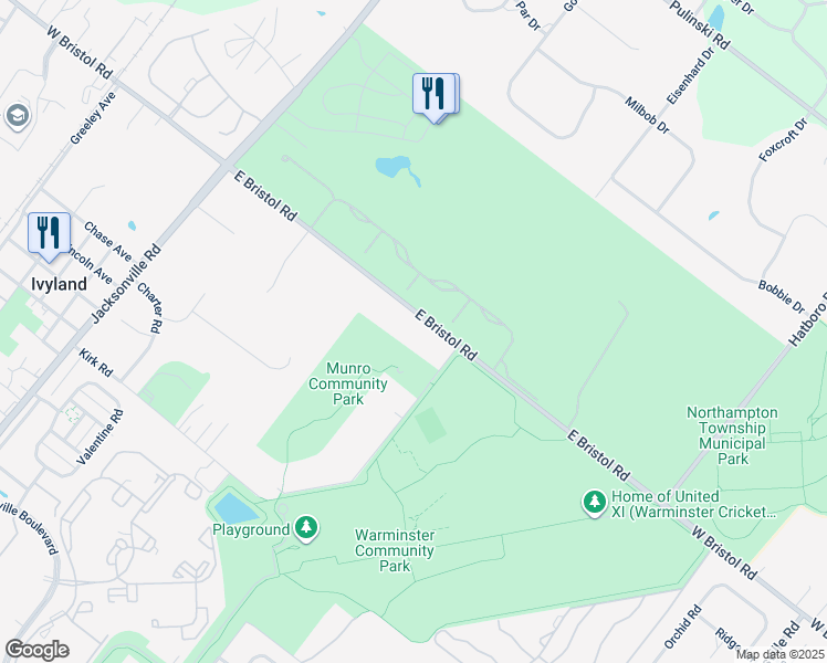 map of restaurants, bars, coffee shops, grocery stores, and more near 266 West Bristol Road in Ivyland