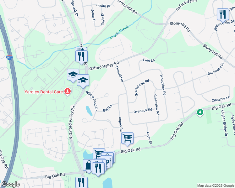 map of restaurants, bars, coffee shops, grocery stores, and more near 293 Aspen Road in Morrisville