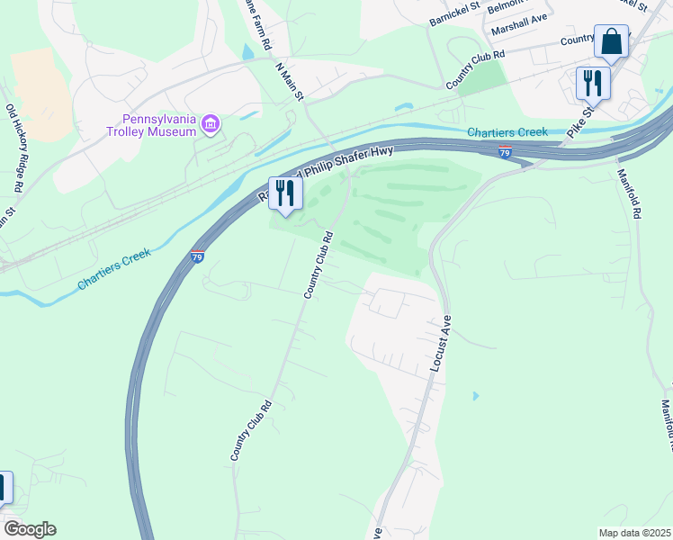 map of restaurants, bars, coffee shops, grocery stores, and more near 554 Country Club Road in Washington