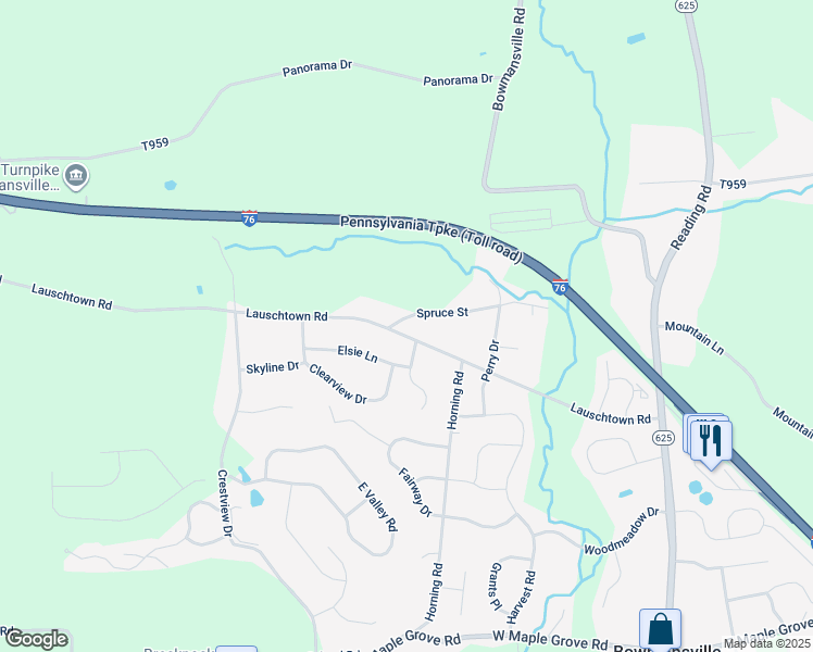 map of restaurants, bars, coffee shops, grocery stores, and more near 218 Lauschtown Road in Denver
