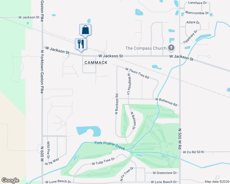 map of restaurants, bars, coffee shops, grocery stores, and more near 1500-1508 North Buckeye Road in Muncie