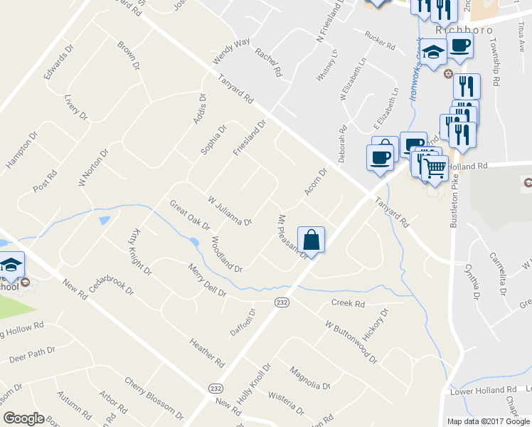 map of restaurants, bars, coffee shops, grocery stores, and more near 6 Woodland Drive in Southampton