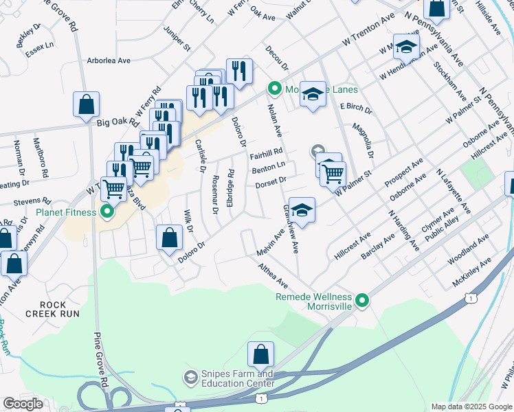 map of restaurants, bars, coffee shops, grocery stores, and more near 571 Sherman Lane in Morrisville