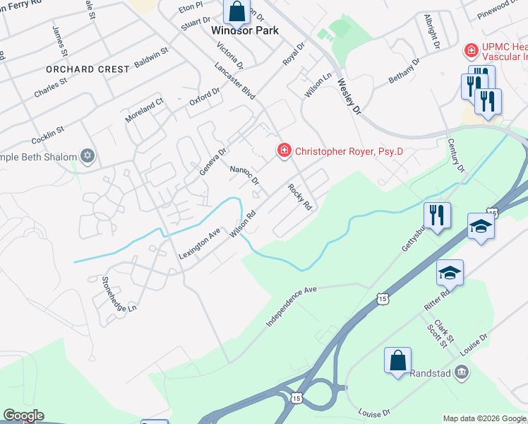 map of restaurants, bars, coffee shops, grocery stores, and more near 584 Ariel Court in Mechanicsburg