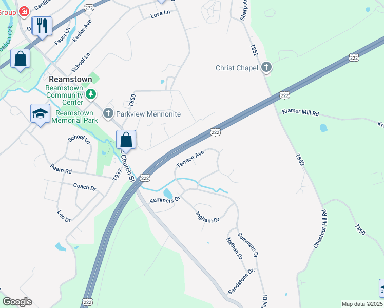 map of restaurants, bars, coffee shops, grocery stores, and more near 30 Terrace Avenue in Stevens