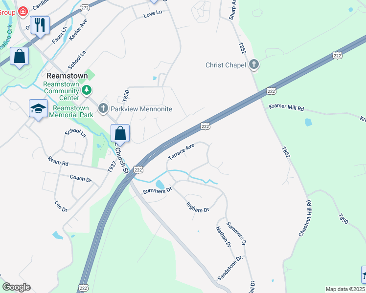 map of restaurants, bars, coffee shops, grocery stores, and more near 30 Terrace Avenue in Stevens