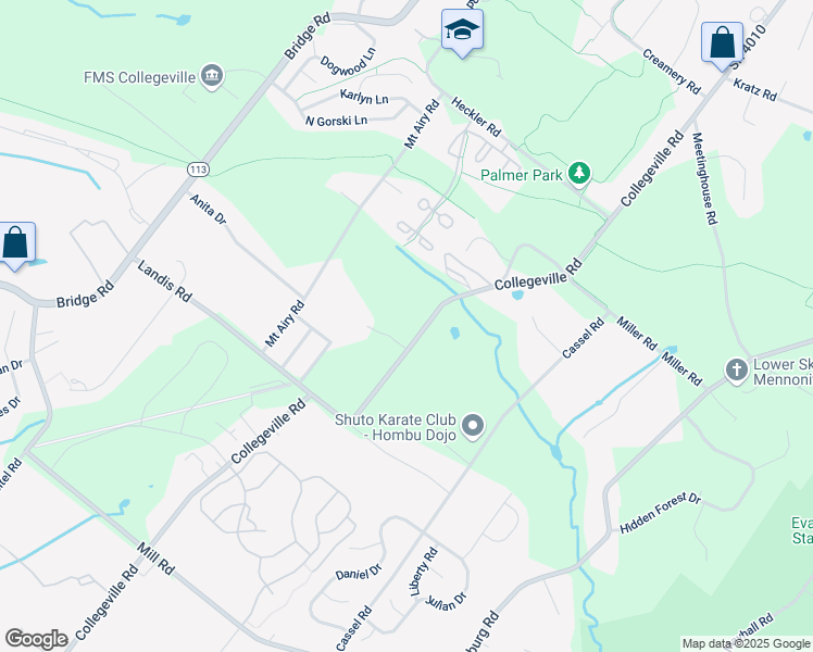 map of restaurants, bars, coffee shops, grocery stores, and more near 855 Collegeville Road in Collegeville