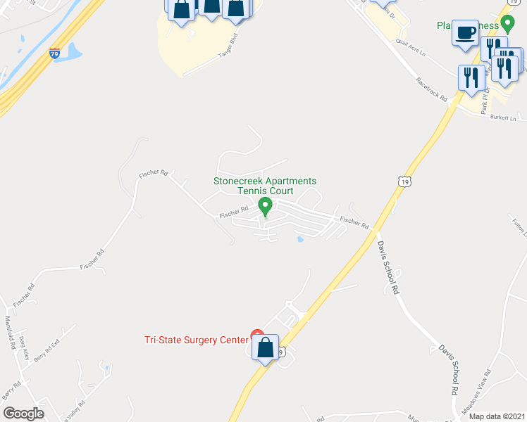 map of restaurants, bars, coffee shops, grocery stores, and more near 2105 Clubhouse Circle in Washington