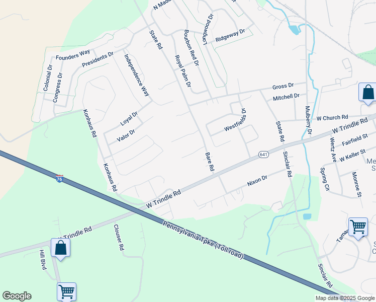 map of restaurants, bars, coffee shops, grocery stores, and more near 6 Briar Gate Road in Mechanicsburg