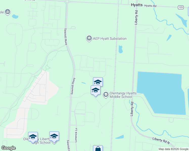 map of restaurants, bars, coffee shops, grocery stores, and more near 3030 Pasture Ridge Drive in Powell