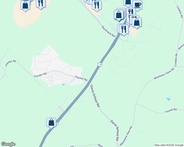 map of restaurants, bars, coffee shops, grocery stores, and more near 1245 Washington Road in Washington