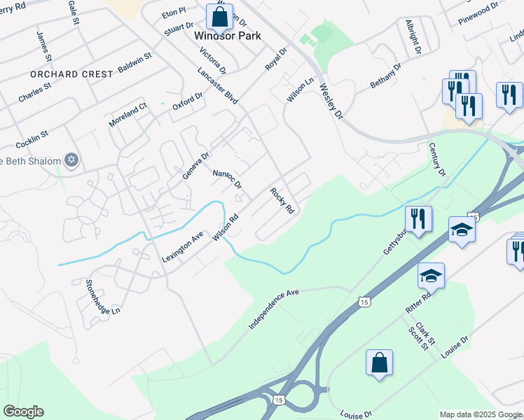map of restaurants, bars, coffee shops, grocery stores, and more near 620 Cedar Ridge Lane in Mechanicsburg