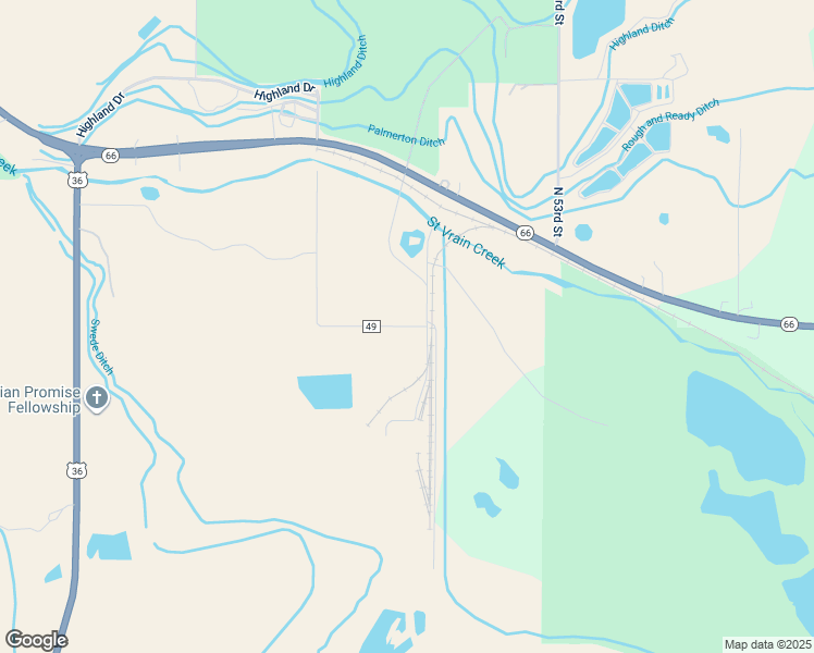 map of restaurants, bars, coffee shops, grocery stores, and more near Union Road in Longmont