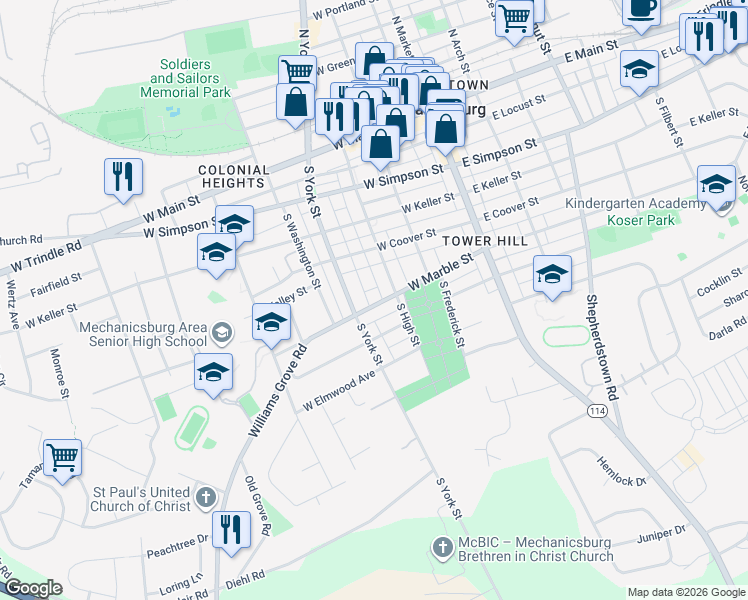 212 West Marble Street, Mechanicsburg PA Walk Score