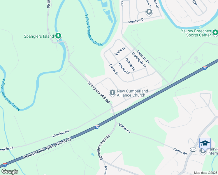 map of restaurants, bars, coffee shops, grocery stores, and more near 107 Buttonwood Court in New Cumberland