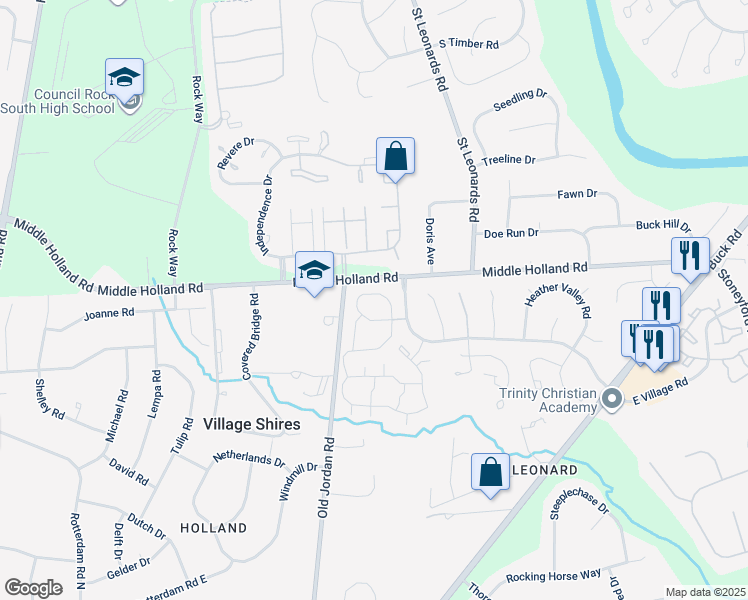 map of restaurants, bars, coffee shops, grocery stores, and more near 34 Plumly Way in Holland