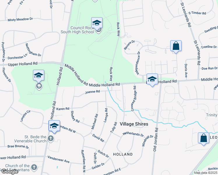 map of restaurants, bars, coffee shops, grocery stores, and more near 150 Joanne Road in Holland