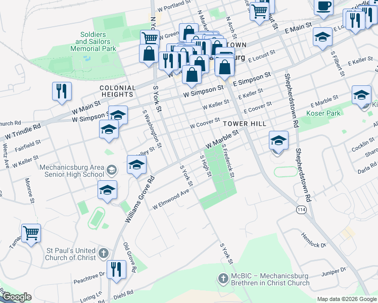 212 West Marble Street, Mechanicsburg PA Walk Score