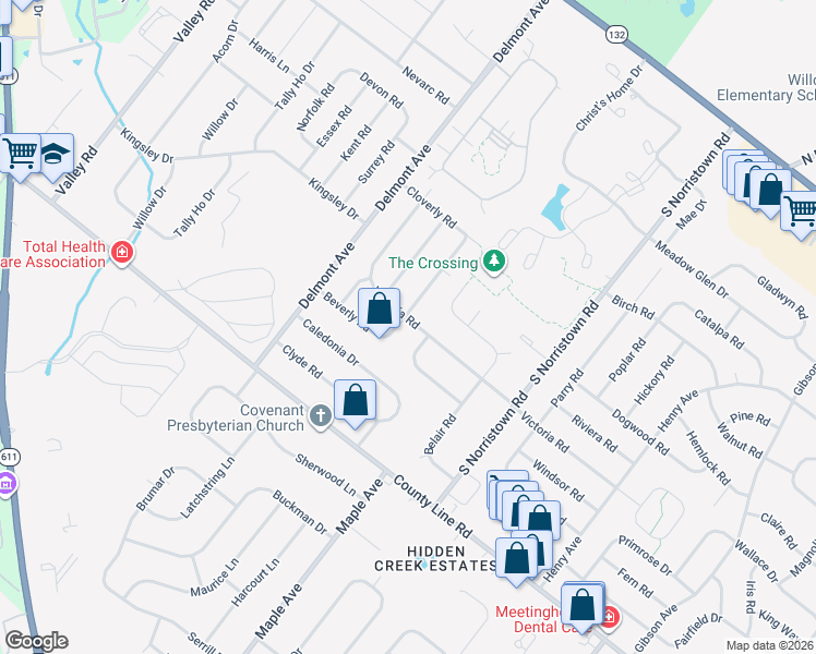 map of restaurants, bars, coffee shops, grocery stores, and more near 1264 Victoria Road in Warminster